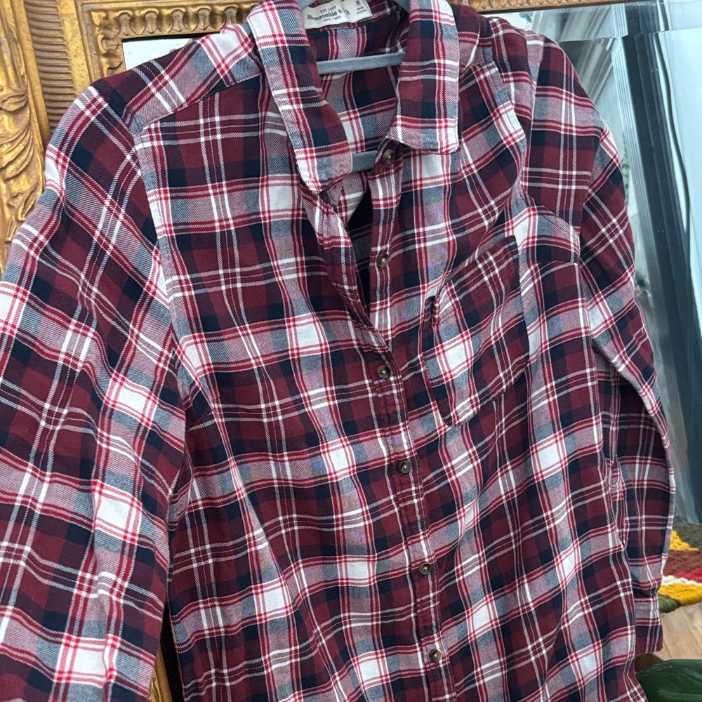 Y2K Abercrombie & Fitch Burgundy Plaid long Shirt